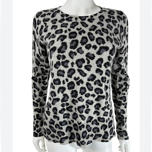 Cynthia Rowley  100% 2-ply Cashmere Women S Sweater Leopard Print Long sleeve - Picture 1 of 9
